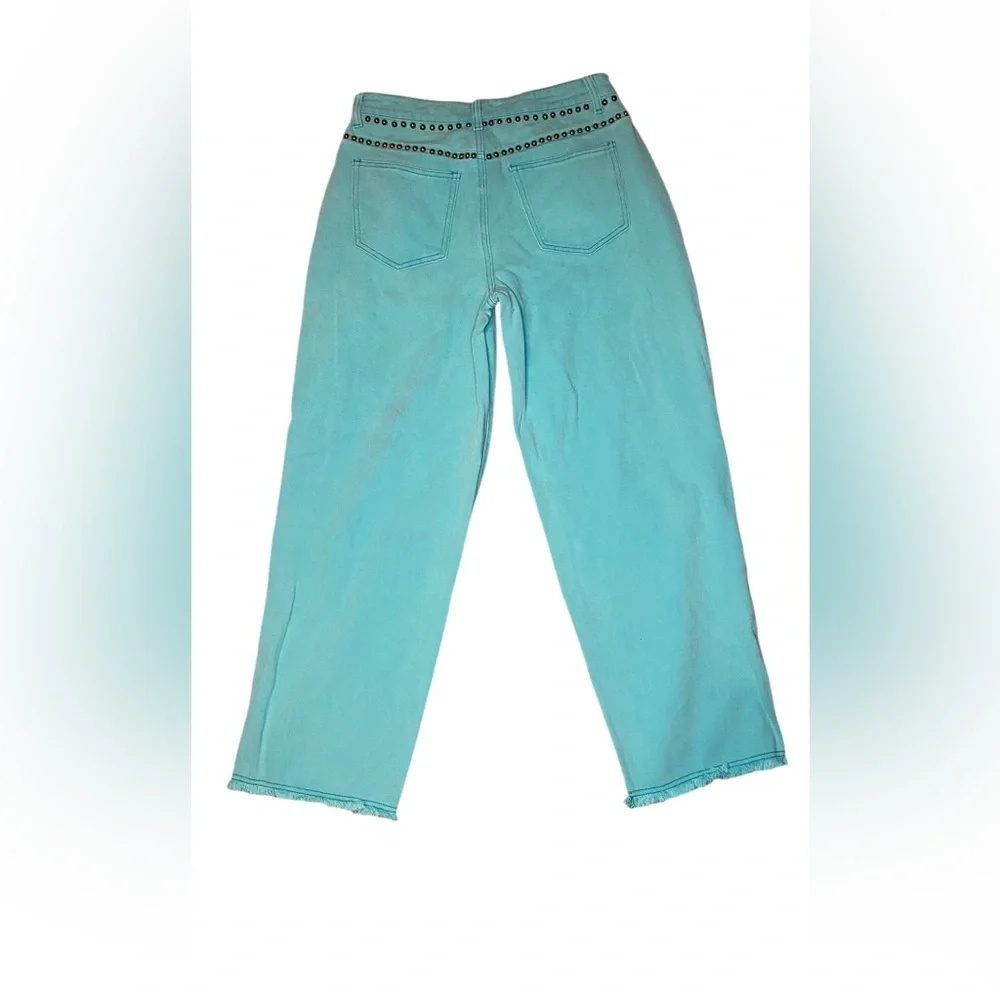 POL Turquoise Studded Cutout Jeans Medium Boho Festival Western Statement